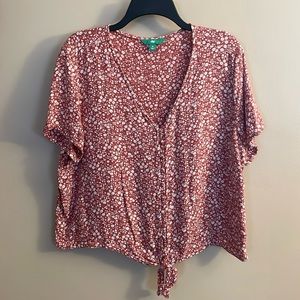 Dip Floral Crop Top with tie in front